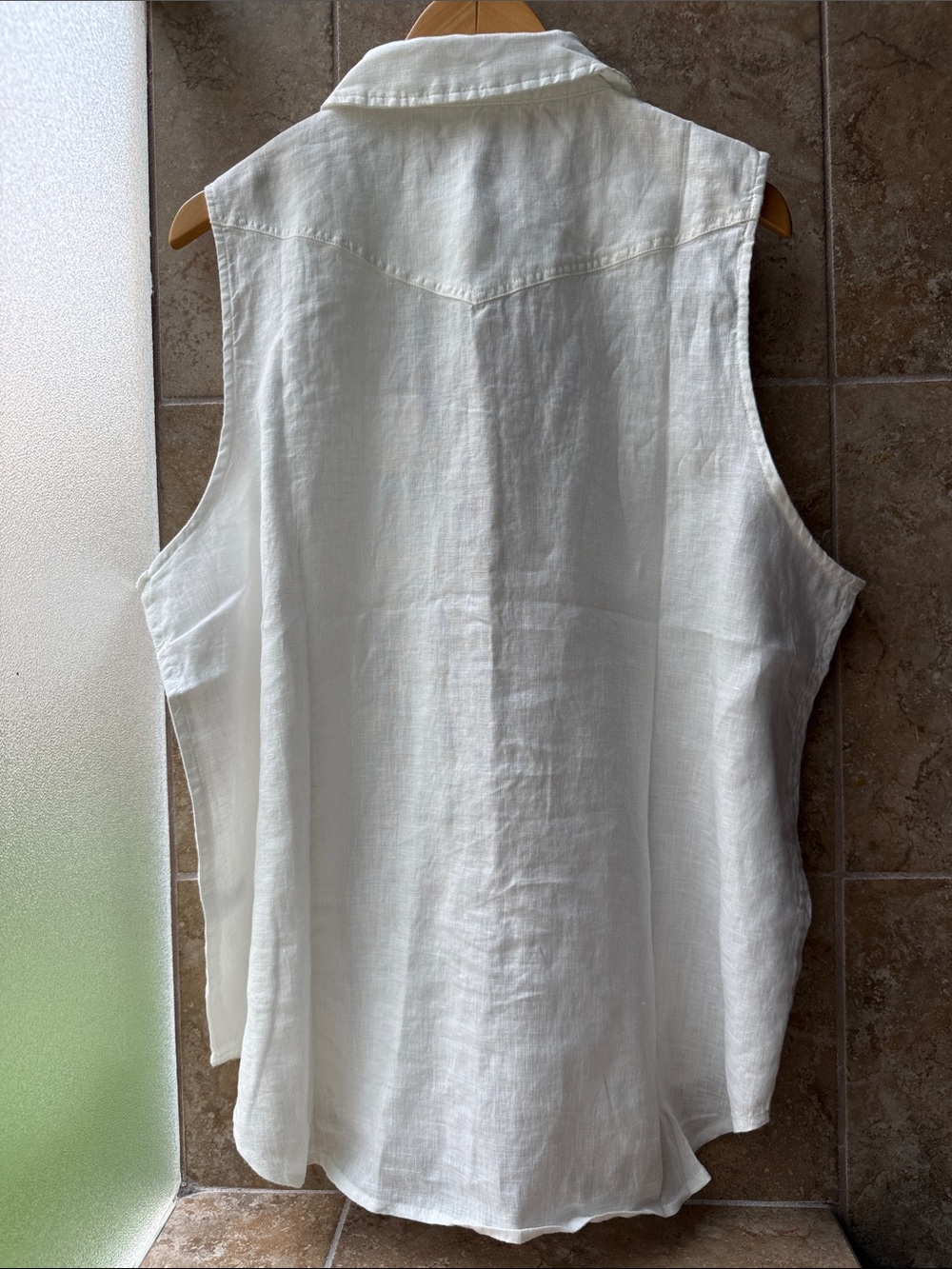 Sundance Pure White Linen Willow Sleeveless Top Pearl Snap Front XL Button-down - Picture 7 of 15